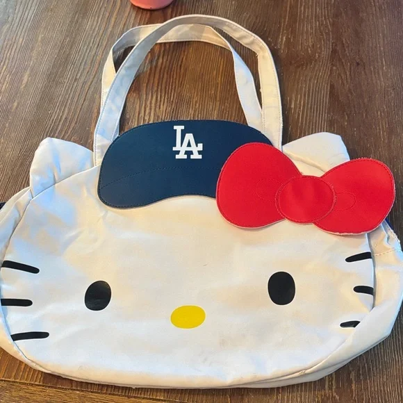 Hello Kitty White and Red Dodgers Tote Bag MLB - Picture 8 of 13